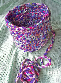 coiled basket in progress