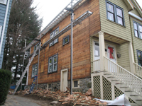 Super-insulated retrofit siding stripped