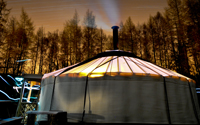yurt at night